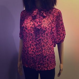 Hello kitty leopard animal print floppy bow tie